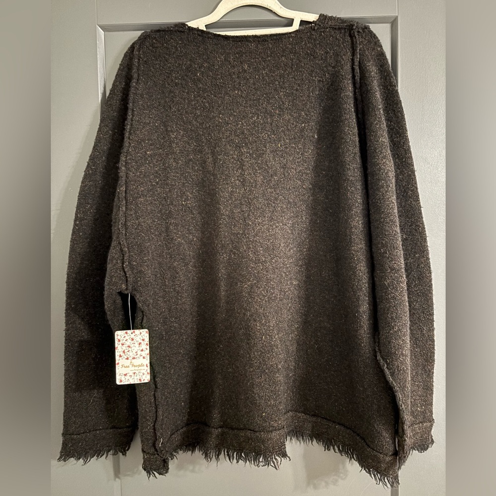 Free People V-Neck Sweater in Dark Gray